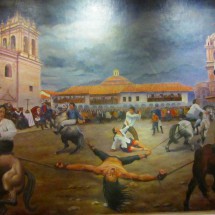 Painting of the assassination of Tupac Amaru II, the last sovereign of the Inca